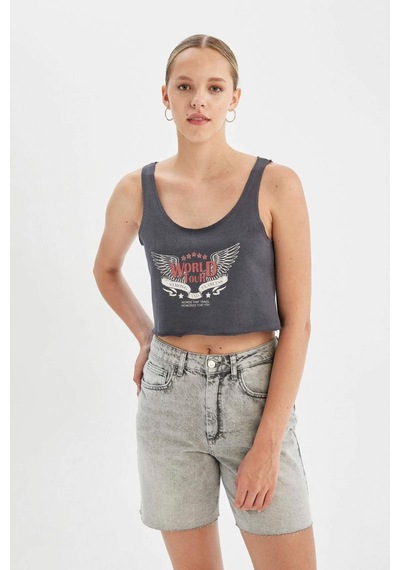 DeFacto Loose Fit Baskılı U Yaka Atlet D3595AX24HSAR191