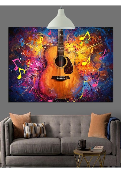 Gitar Müzik Soyut Sanat Dekoratif Kanvas - Mdf Ahşap Tablo
