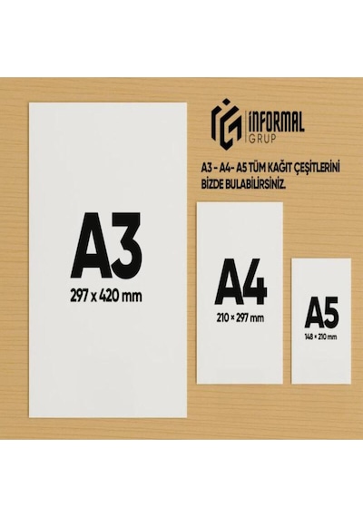 İnformal Fotokopi Kağıdı Premium Kalite A3 80 Gr 150 Yaprak 1. Hamur
