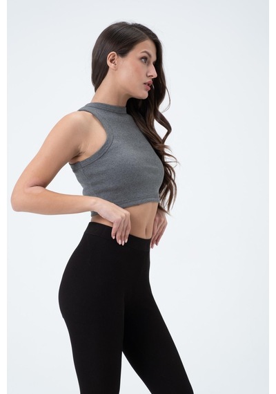 Quhox Kadın Kaşkorse Crop Atlet Gri