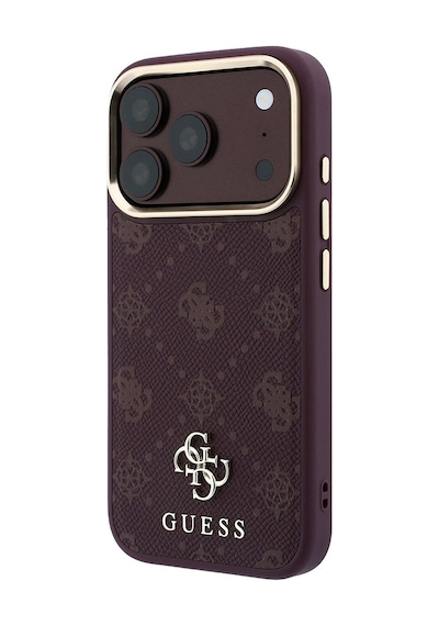 Apple Uyumlu iPhone 18 Pro Max Kılıf Guess Lisanslı M-safeli Klasik Yazı Ve 4g Logolu Pu Deri Peony Kapak Bordo