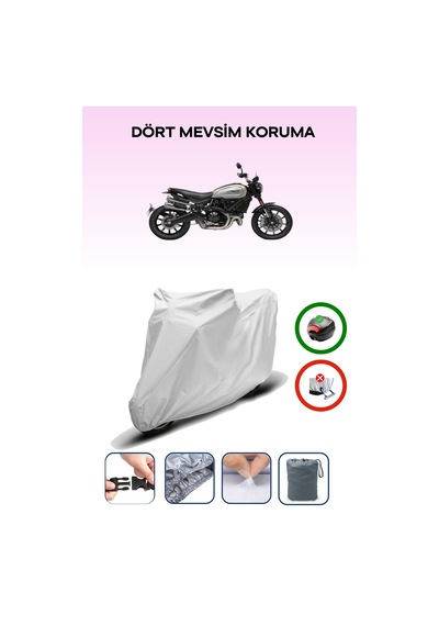 Gri Arka Çanta Uyumlu Ducati Scrambler 1100 Pro Uyumlu Motosiklet Brandası Motor Örtüsü