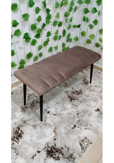 Özcan Metal Siyah Metal Ayaklı Metal Kasalı Bench Mutfak Salon Antre Yatak Odası Balkon Puf Bank Kahverengi Siyah