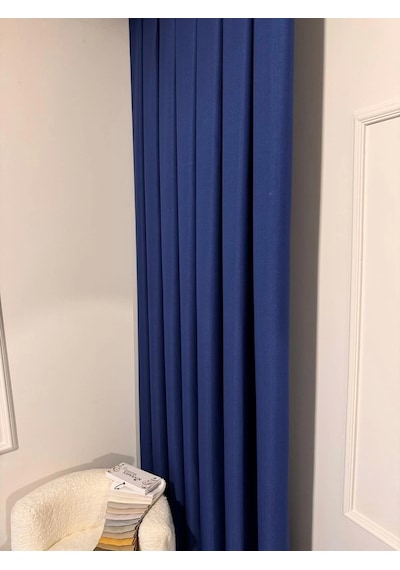 Nivemeshome Roma 18542-d K.indigo Keten 1/3 Sık Pileli Fon Perde Apm Indigo