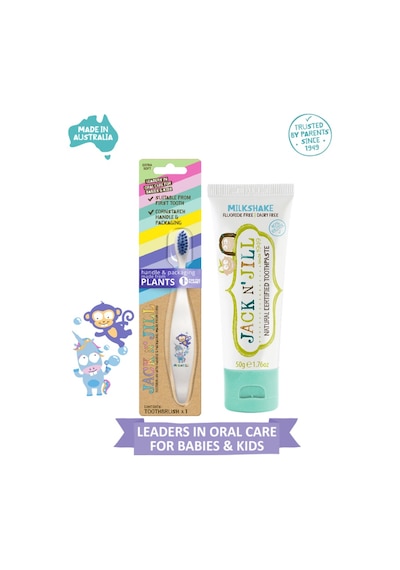 Jack N Jill Doğal Diş Bakım Seti Unicorn&monkey Diş Fırçası + Milkshake Aromalı Macun 50g