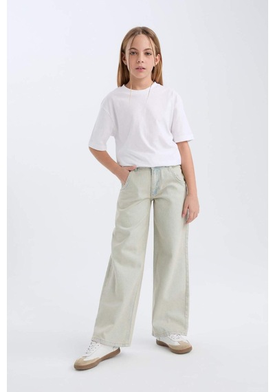 Defacto Wide Leg Geniş Paça Jean Pantolon Kız Çocuk D9128A825SP Mavi
