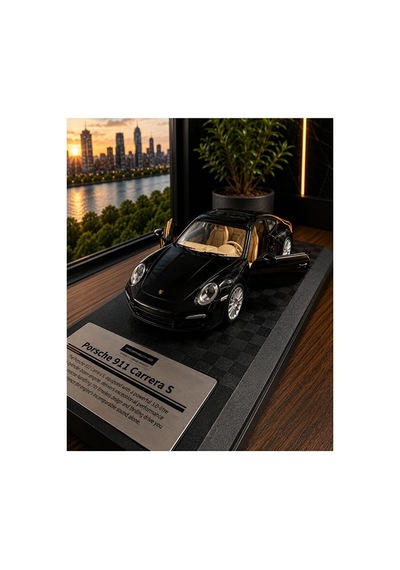 Porsche 911 Carrera S Diecast Model Araba 1:32 Ölçek Özel Standlı Kutulu Porsche Diecast Siyah