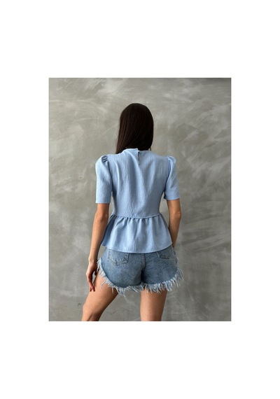 Verymoda Dantel Detaylı Bluz D2678 Mavi Mavi