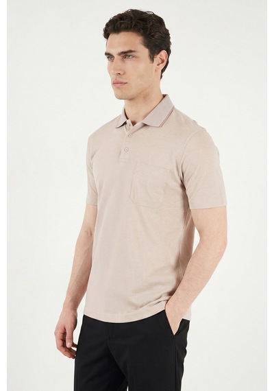 Buratti Pamuklu Regular Fit Göğüs Cepli Düğmeli Polo T Shirt Erkek Polo T Shirt 4565001 Bej