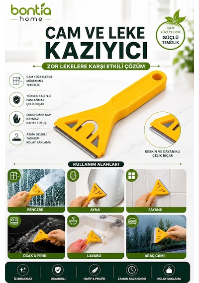Cam Ve Leke Kazıyıcı Paslanmaz Çelik Bıçaklı Cam Temizleme Kazıyıcı Fayans Ocak Cam Seramik Etiket Boya Kazıyıcı