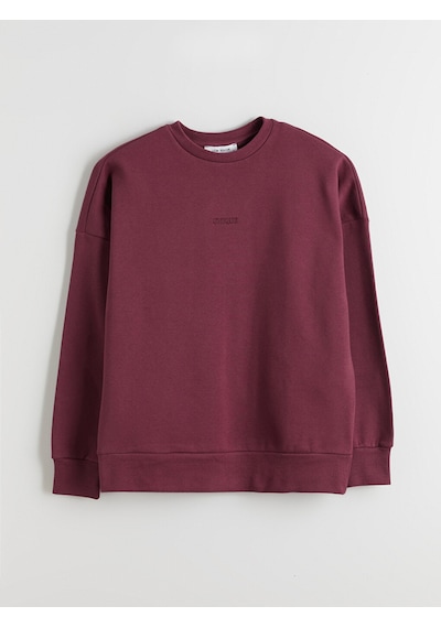 Lcw Vision Mürdüm Nakışlı Oversize Kadın Kalın Sweatshirt