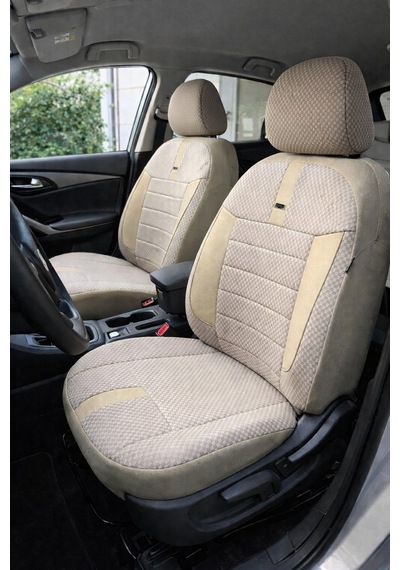 Renault Megane 2 Hatchback 2008 Aracınıza Uyum Sağlayan Tam Takım Oto Koltuk Kılıfı - Bej