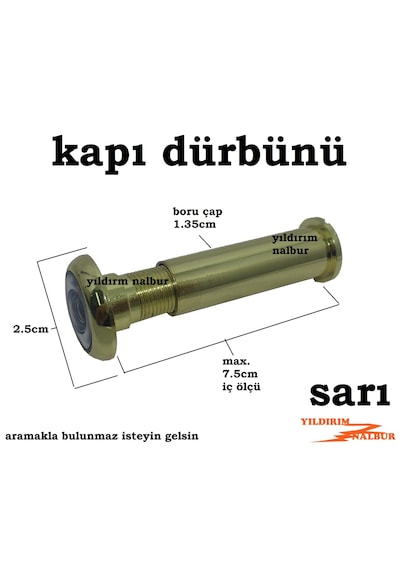 Kapı Dürbünü Çelik Kapı Dürbünü Sarı Renk Kalite