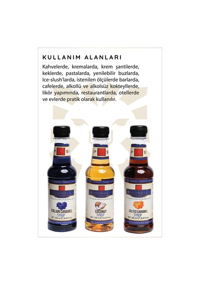 Şurup Seti 3x250 Ml Kahve Ve Kokteyl Şurubu-tuzlu Karamel, Hindistancevizi,italyan Karamel Diğer