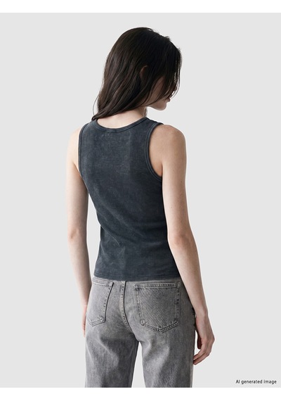 Lcw Comfort Mavi Bisiklet Yaka Kadın Fitilli Atlet