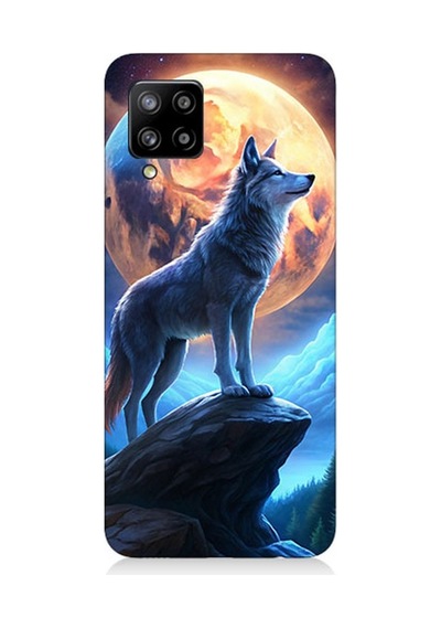 Samsung Galaxy A42 5g Uyumlu Geceye Uluyan Yalnızlık Desenli Silikon Kılıf Çok Renkli