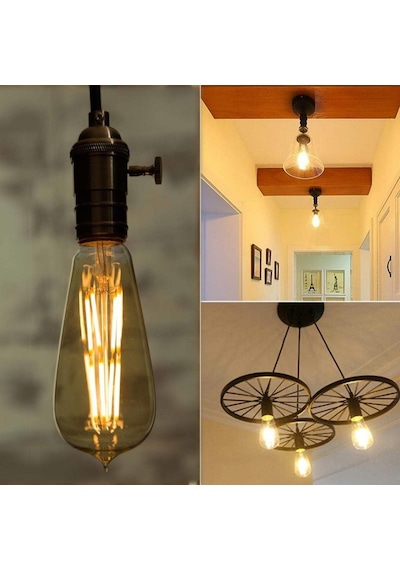 4w Dim Rustik Led Ampul Sarı Işık Armut Edison Ampul 3 Adet Standart