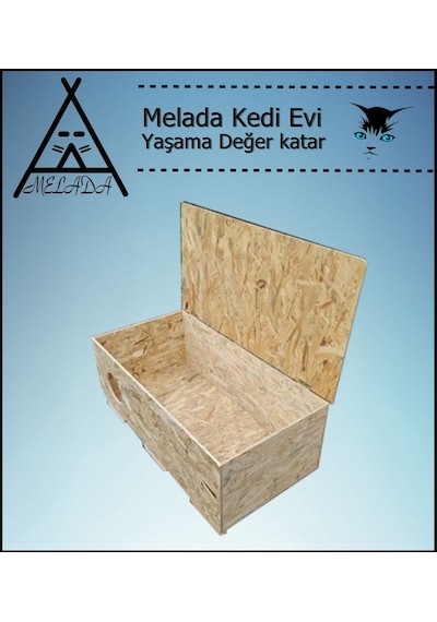 Melada Kedi Evi Dış Ortam Uygun Ahşap Kedi Evi Osb 100x50x40 Cm