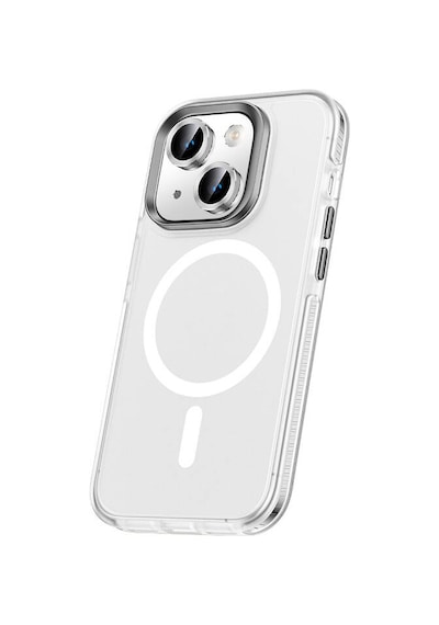 Goocamp Apple Uyumlu iPhone 15 Plus Kılıf Airbagli Magsafe Wireless Şarj Özellikli Lens Koruyuculu Kisamarka Mavi Açık