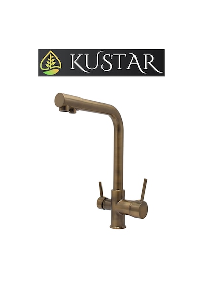 Kustar Antik Eskitme 3 Yollu Arıtma Çıkışlı Aç Kapa Sıcak Soğuk İçme Suyu Çıkışlı Mutfak Eviye Bataryası