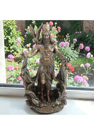 Dekoratif Enki Biblo Wise Veronese Poliresin Mezopotamya Tanrısı Figürü 23,5 Cm .