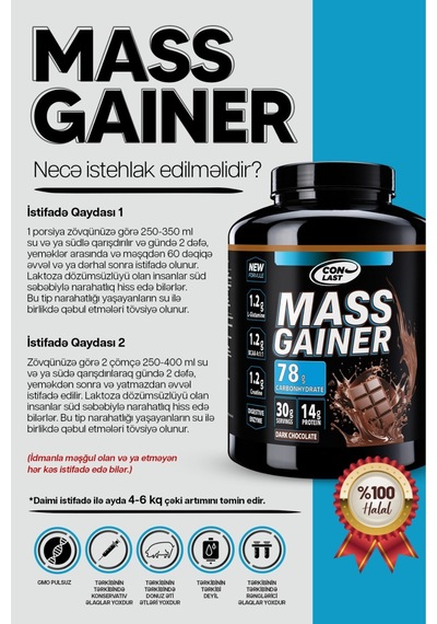 Gelişim Paketi Mass Gainer Karbonhidrat 2000g/bcaa 300g/creatine 120g/l-carnıtıne 3000mg Aromalı