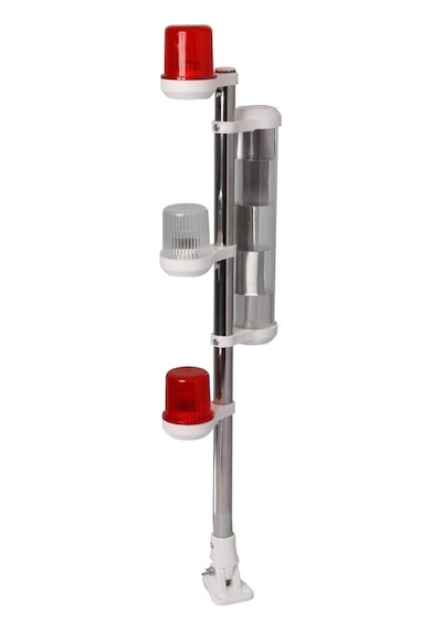 Tekne Bayrak Direği. 3'lü Reflektörlü Bayrak Direği Krom 60 CM