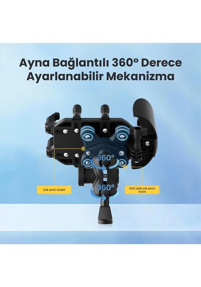 Ayna Bağlantılı Güneş Ve Yağmur Korumalı 360 Derece Ayarlanabilir Motosiklet Telefon Tutucu