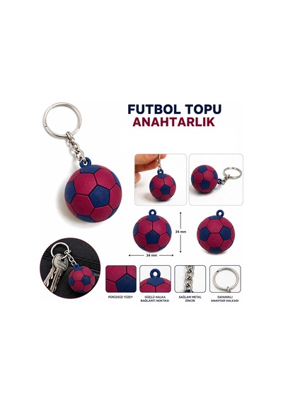 3d Anahtarlık Futbol Topu 3 Cm Kırmızı Mavi Qtop 0903