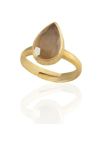 Kadir Jewellery 22 Ayar Altın Kaplama Zirkon Taşlı Ayarlanabilir Kadın Moda Yüzük Turuncu