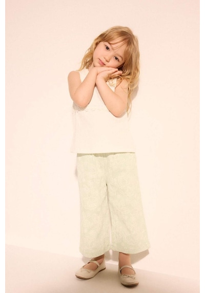 Defacto Paperbag Floral Krinkıl Kumaş Pantolon Kız Bebek H6063a526smgn1251 Yeşil-gn1251