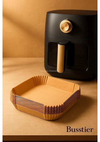 Busstier Airfryer Pişirme Kağıdı, Fritöz Yağlı Kağıdı, Yanmaz Kağıt 50 Adet Kare