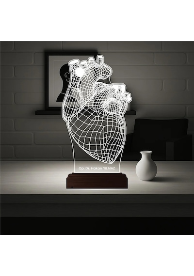 Luvivia Kalp Cerrah Kişiye Özel 3d Lamba - Masa Gece Lambası Şeffaf