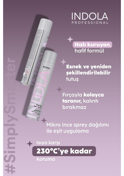 Indola Esnek Tutuş Saç Spreyi 500 Ml.