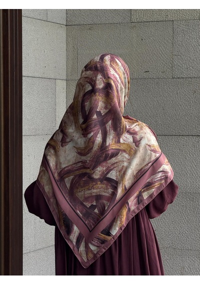 Qalortex Scarf Pamuklu Soft Fırça Desen Eşarp-gül Kurusu