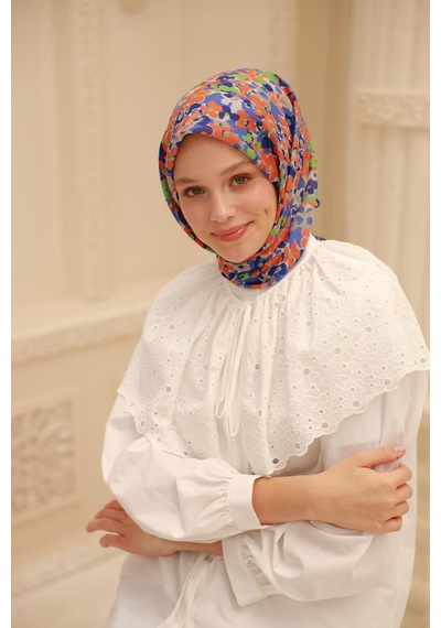 Silk Home Soft Eşarp 73081-18 Taş, Turuncu, İndigo, Lacivert, Yeşil