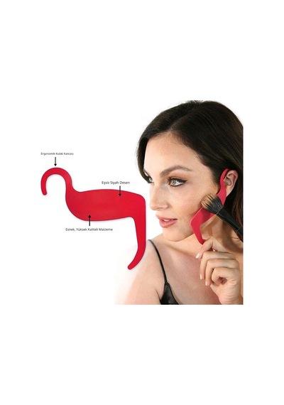 Makyaj Kontür Şablonu Ergonomik Kulak Kancalı Yüz Şekillendirme Kalıbı 6 Bölgeli Rehber