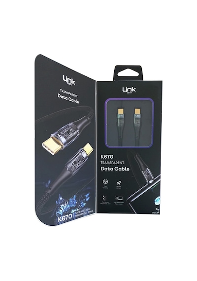 Linktech K673 Type-c - Lightning 27w 3a 1.3m Örgü Şarj Kablosu