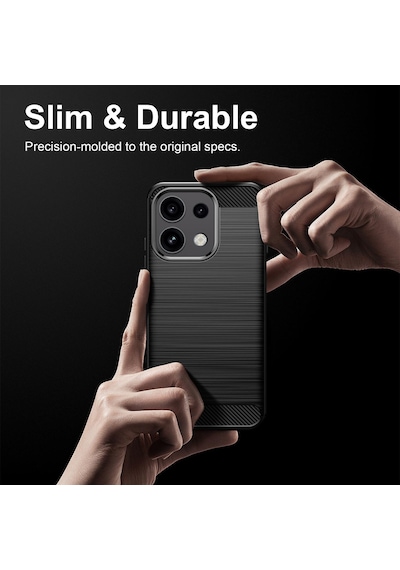 Caseonn Oppo Reno16 F 5g Kılıf Karbon Fiber Desenli Koruyucu Arka Kapak Siyah