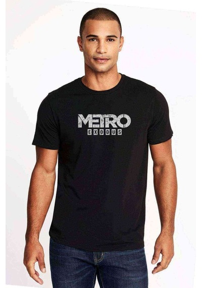 Metro Exodus Logo Baskılı Siyah Erkek Tshirt