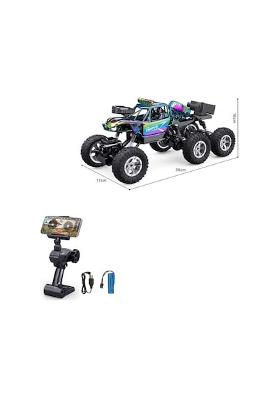 Kameralı 1:12 Telefon Kontrollü Off Road Araba Şarjlı, Duman Efektli, 6 Kanal Rc Araç