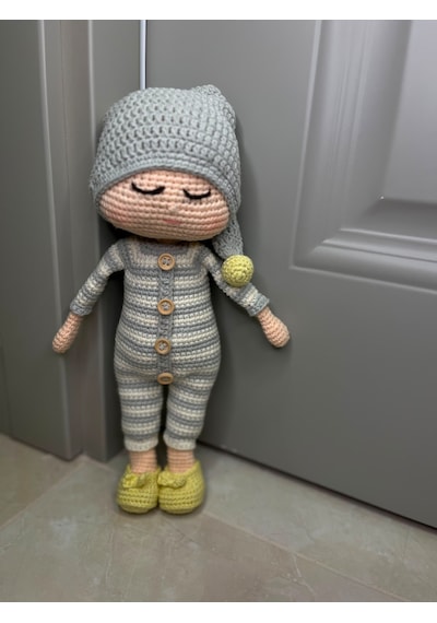 El Yapımı Amigurimi Uyuyan Uyku Arkadaşı Bebek&örgü Oyuncak 32 Cm