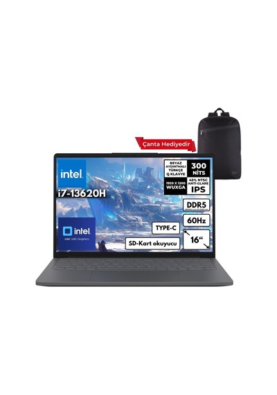 Lenovo IdeaPad Slim 3 16IRH10 83K2001WTRHMF4 i7-13620H 40 GB 1 TB SSD 16" Free Dos Dizüstü Bilgisayar