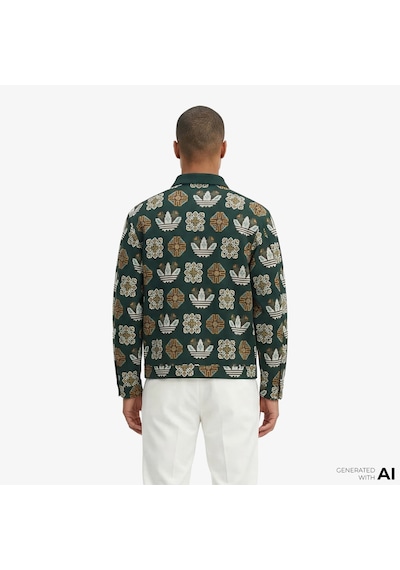 Adidas Monogram Allover Print Loose Yeşil Ceket Jy2997