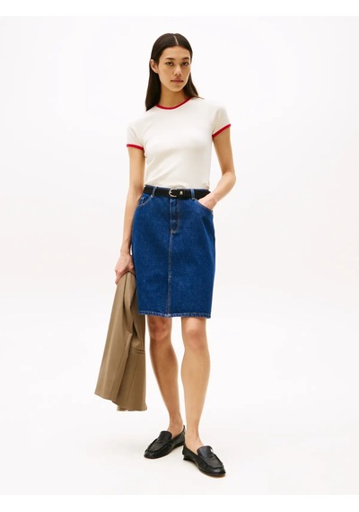 Tommy Hilfiger Contrast Rınger Tee Kadın Beyaz T-shirt