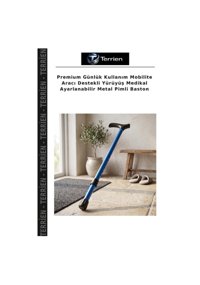 Premium Günlük Kullanım Mobilite Aracı Destekli Yürüyüş Medikal Ayarlanabilir Metal Pimli Baston