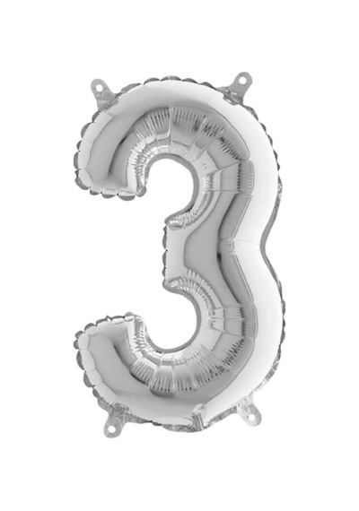 Gümüş Folyo Balon 3 Rakamı 40 CM