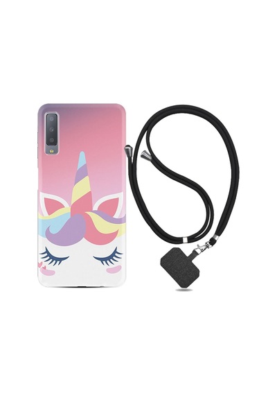 Samsung Samsung Galaxy Uyumlu A7 2018 Kılıf Desenli Silikon Ipli Boyun Askılısweety Unicorn 1737