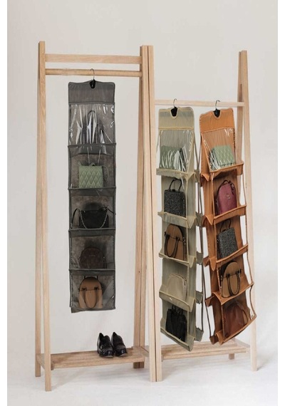 Çanta Düzenleyici Askılı Dolap Içi 10 Cepli Organizer Gri Kumaş 45 X 125 Gri Tr Diğer