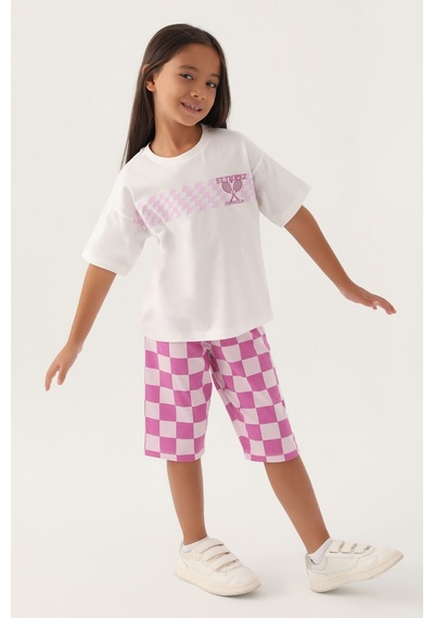 Rolypoly Saint Tropez Pembe Kız Çocuk Kapri Takım 5274-42958 Krem